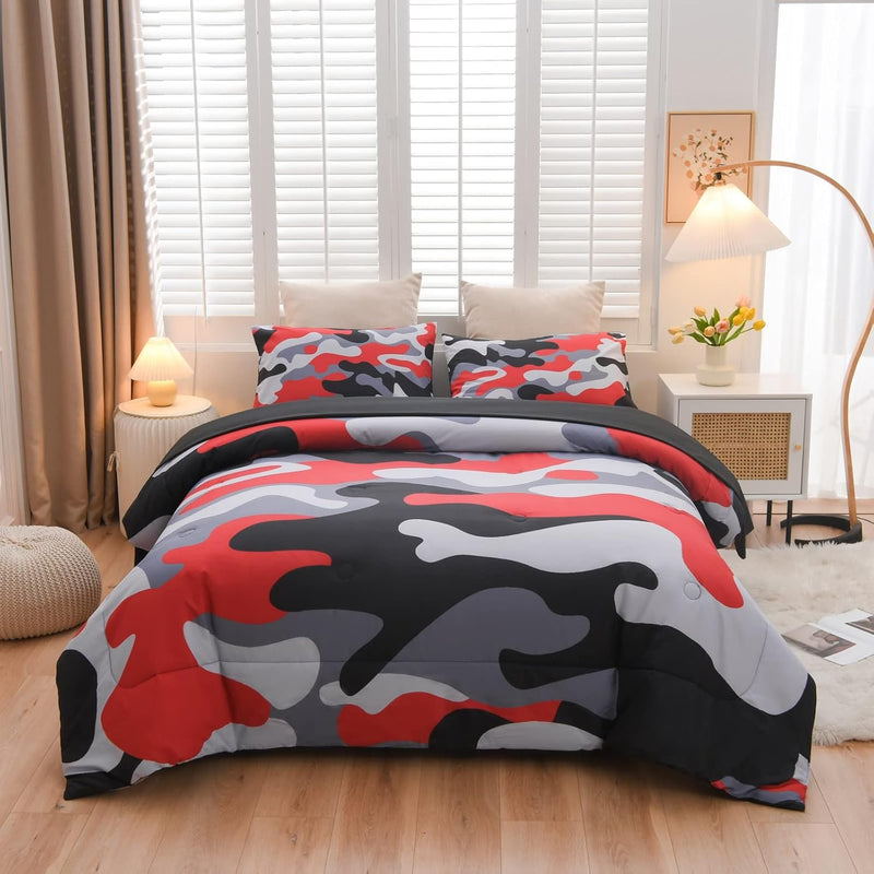 Camouflage Bedding Set, Colorful Pattern Style Comforter Set, 5 Pcs One Comfor