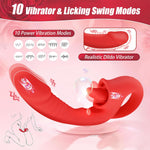 Sex Toys For Women – Licking Tongue Vibrator With 10 Thrusting & 10 Licking Modes, Internal Sliding G Spot Vibrator For Dual Clitoral & G-Spot Stimulation, Soft Silicone Adult Toys For Women