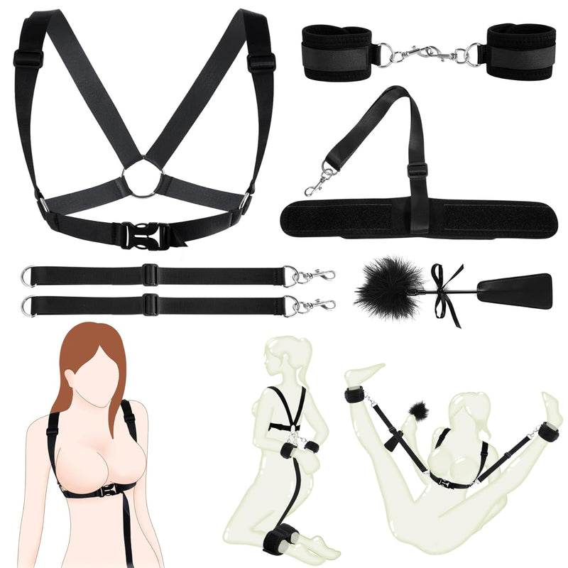 Sex Toys Bondage Restraints Bdsm Kit 7Pcs Sets, Bdsm Toys Adjustable Chest Restraints, Handcuffs Ankle Cuff Sex Straps, Bondage Gear & Accessories Adult Sex Toys For Couples Men Women Games