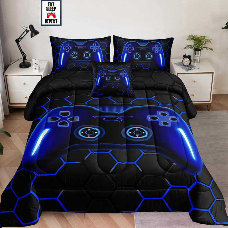 6 Pieces Bed In A Bag For Boys Bedding Sets Full Size,Gamer Comforter Sets For