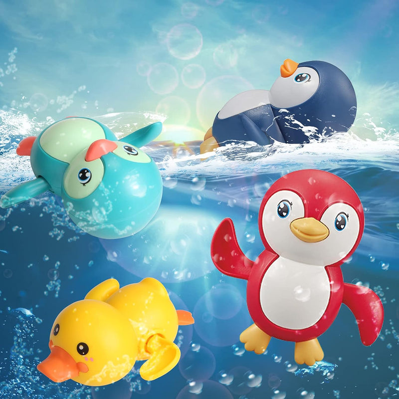Baby Bath Toys 4 Pack Wind Up Bath Toys For Toddlers 1 3 Year Old Penguin D