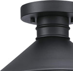 6112900 Watts Creek 11 Inch Rustic/Arts & Crafts One-Light Outdoor Semi Flush Mount Ceiling Light, Dark Sky Friendly, Textured Black Finish