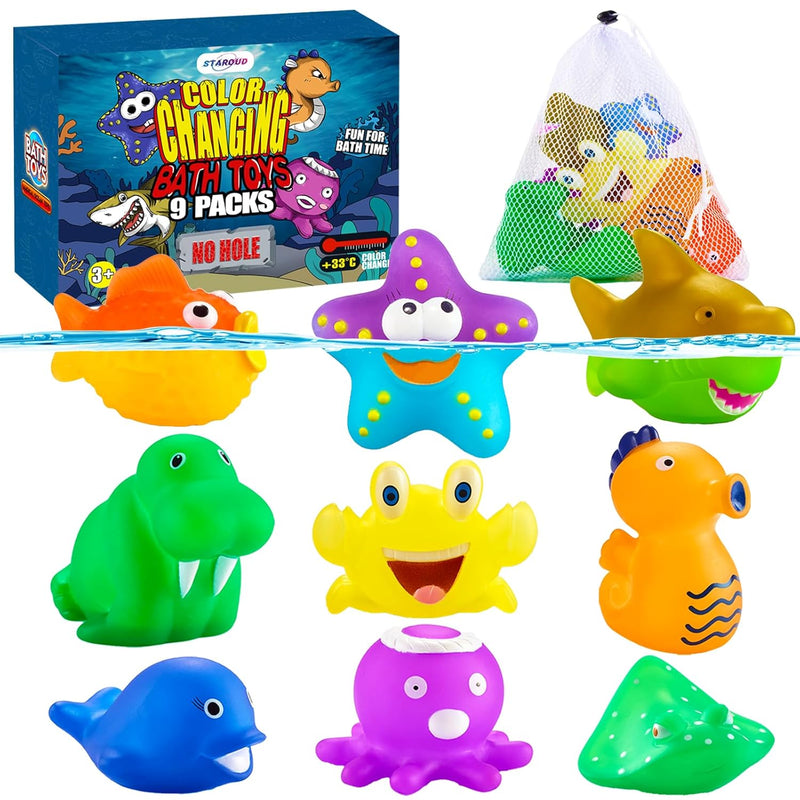 Color Changing No Hole Bath Toys For Kids Toddlers, Color Change Sea Creatu
