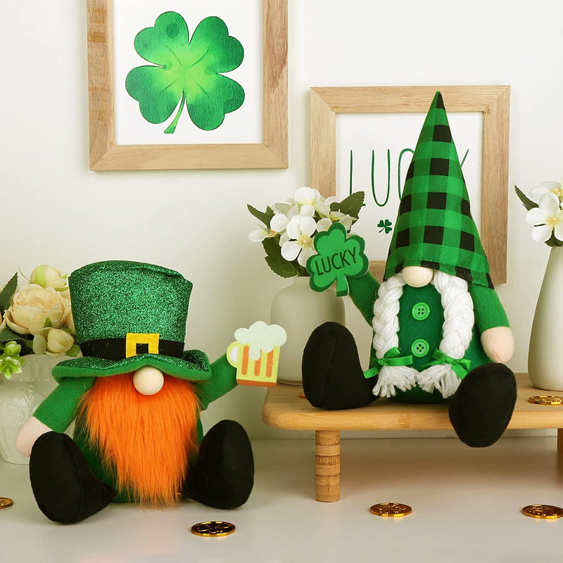 St Patricks Day Gnomes Gifts, 4 Pcs Handmade Plush Tomte Swedish Scandinavian