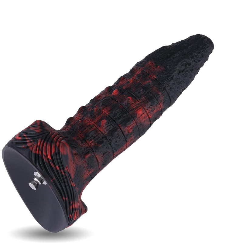 8.7” Silicone Dildo With Kliclok System, 7.1” Insertable Length - 2.1 Max Width, Tapered Anal Sex Toy For Sex Machine, M Size, Scarlet-Hunter (Red &Black Mixed)