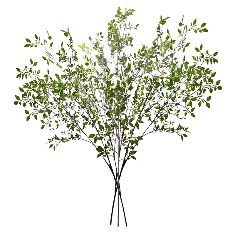 3Pcs Faux Greenery Stems, 43.3 Inch Artificial Nandina Branches Tall Faux Plan