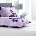 Lightweight Microfiber 3 Piece Comforter Set With 2 Shams, Butterfly Pattern Bedding Set, Full/Queen, Purple