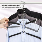 Saving Clothes Hanger 2 Packs Swing Arm Non Slip Padded Coat Hanger 5 Layers Heavy Duty Stainless Steel Sweater Shirt Hanger Closet Storage Organizer