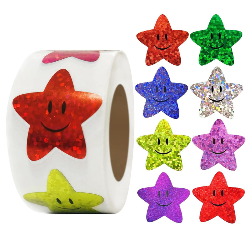 500pcs 1 Inch Multicolor Smiling Small Star Stickers Roll