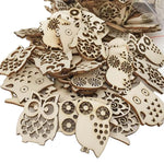 50 Pcs Mini Owl Wood Cutouts, Unfinished Wooden Shapes for DIY Crafts