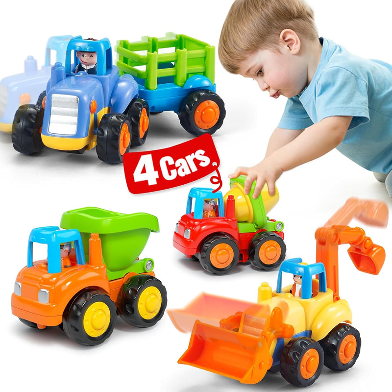 Toys For 1 Year Old Boy Birthday Gift 4 Pcs Toy Trucks Toddler Boy Toys, 4W