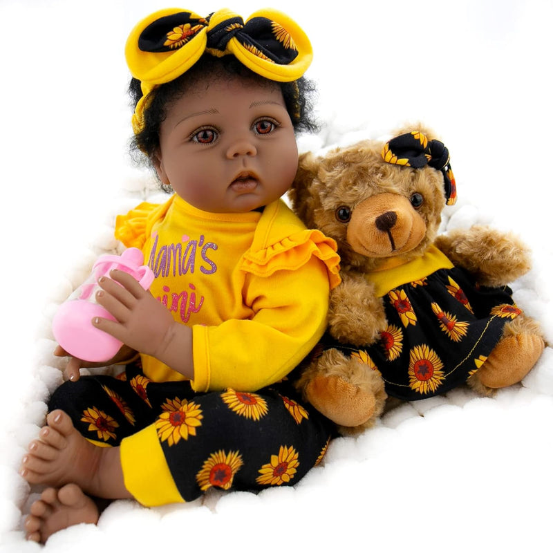 Lifelike Black Reborn Baby Dolls Girl 22 Inch Realisticgirl Doll Black Amer