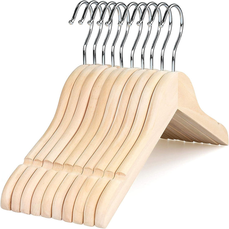 Unfinished/Natural Kids Children Baby Wood Wooden Clothes Dress Shirt Hangers Wi
