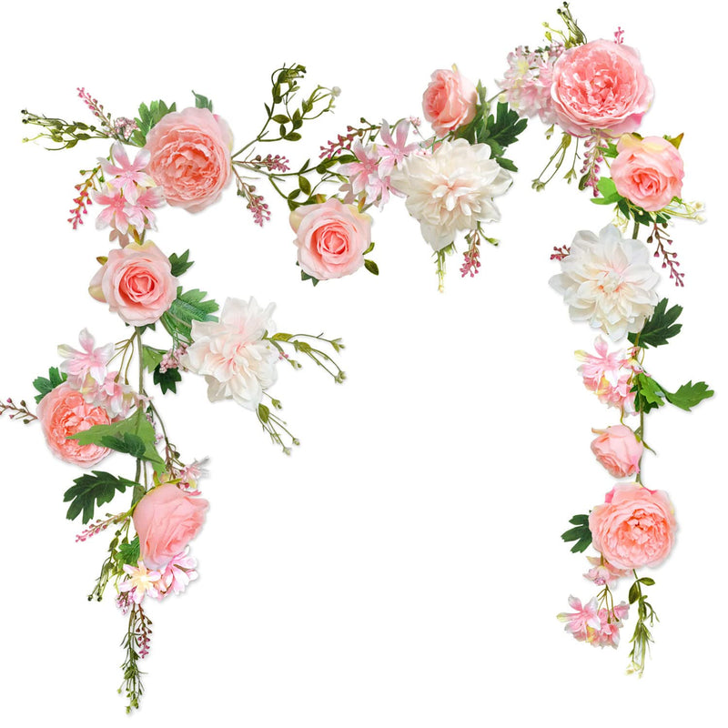 Blush Peony Flowers, Rose Flower Vine, Light Pink Flower Garland, 6' Floral Ga