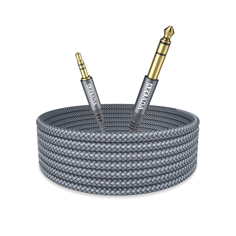 1/4 To 1/8 Cable Stereo Audio Cable 10Ft6.35Mm 1/4" Male To 3.5Mm 1/8" Male Trs Bidirectional Stereo Audio Cable Jack For Guitar, Ipod, Laptop, Home Theater Devices, Amplifiers(Grey)
