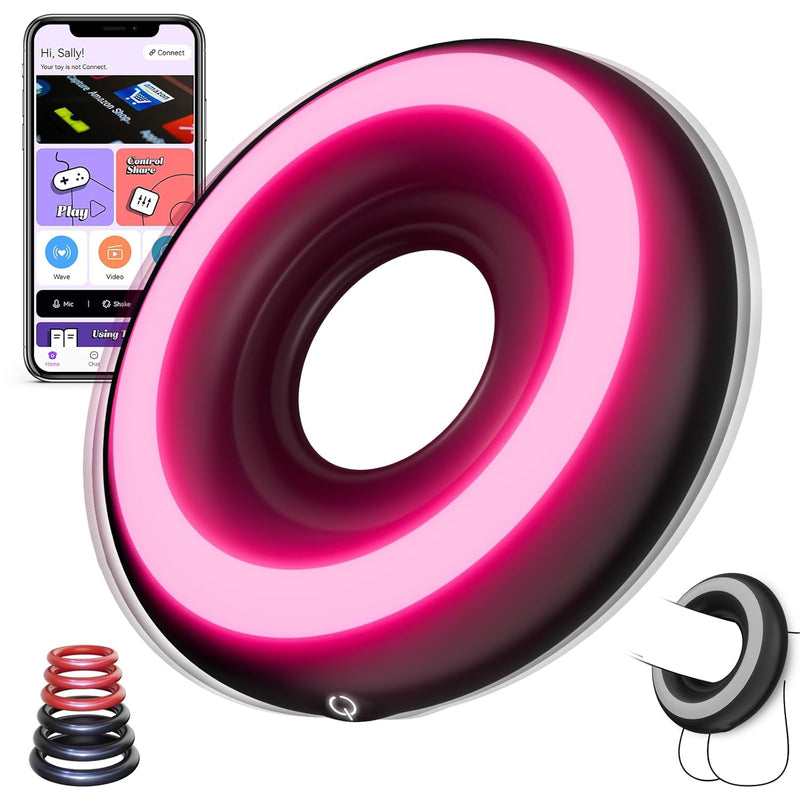 Penis Ring Vibrating Cock Ring - Cock Ring Penis Vibrator Couples Sex Toys With Neon Light, App Control 10 Vibration Modes For Men Women Sexual Stimulator, 6 Free Cockrings Adult Toys