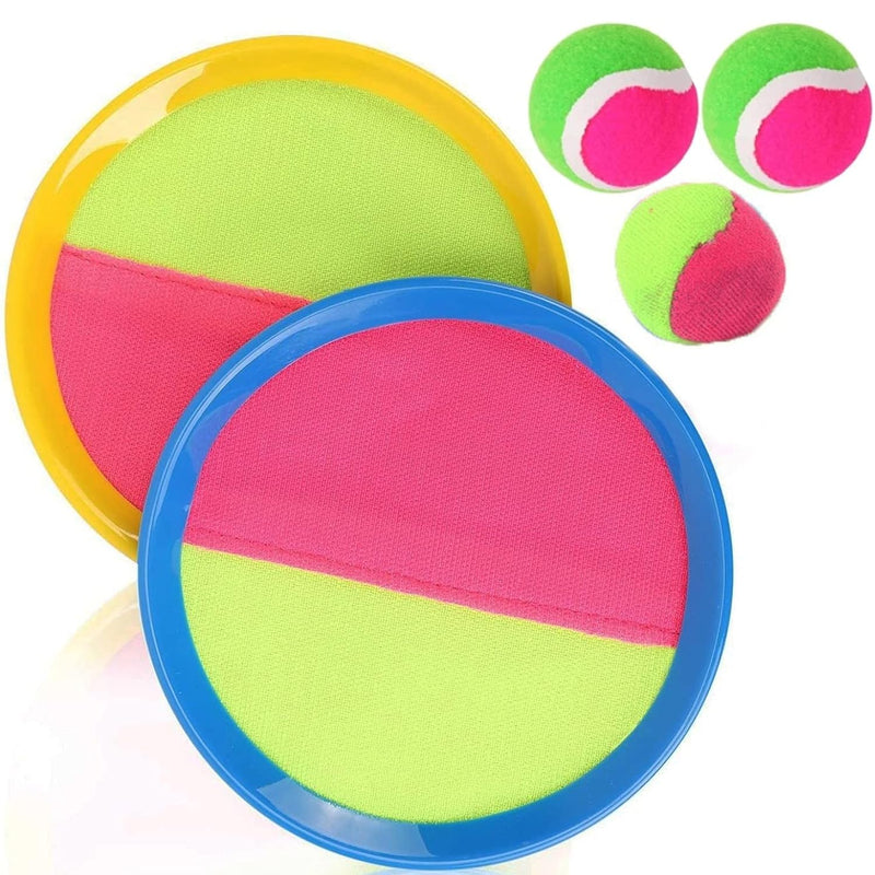 Classic Toss and Catch Sports Kids Toy Paddle Game Set with 2 Paddles, 2 St
