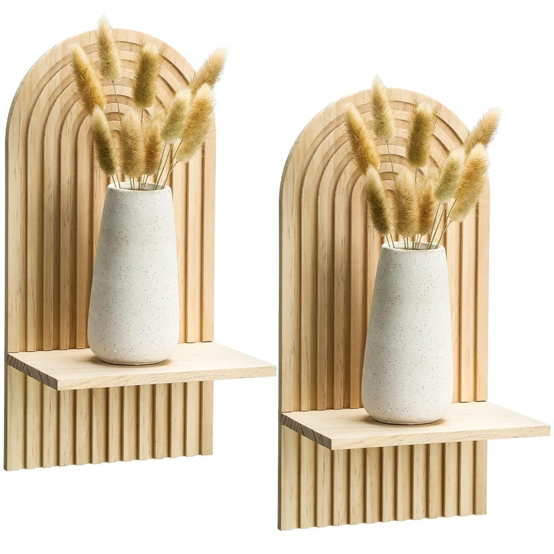 2 Pieces Boho Wooden Rainbow Wall Shelves Bohemian Candle Holders Hanging Shel