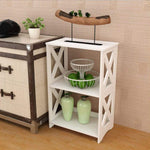 End Bedside Table 3 Tier - Perfect for Small Spaces, Living Rooms, Offices & Dorms | Compact Bathroom Nightstand Shelf - White