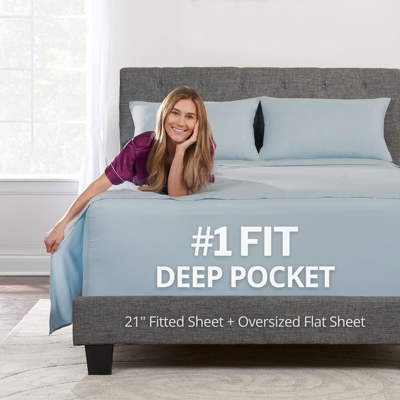 Extra Deep Pocket Queen Bed-Sheets – 4-Piece Includes: 18”-21” Inch Super Extr