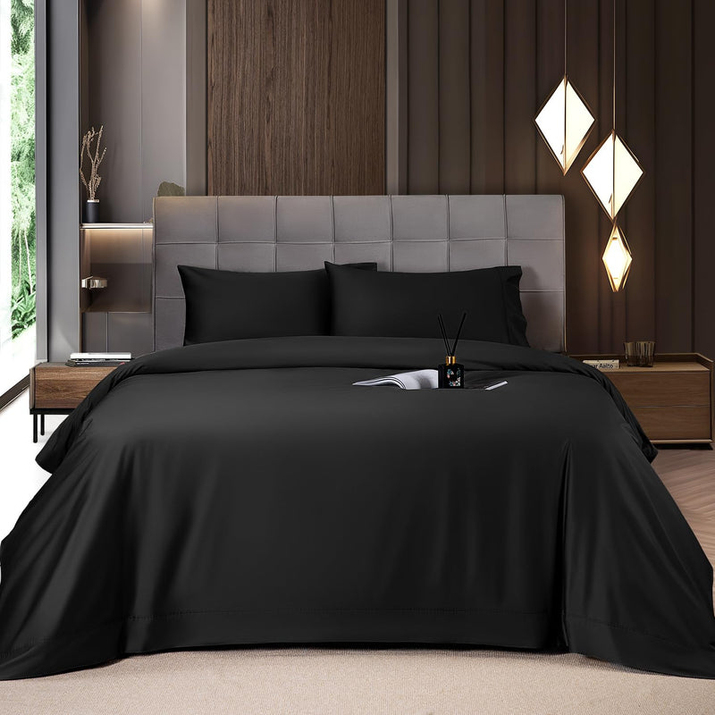 Cooling Breathable Bamboo_ Bed Sheets Set - Queen Size,1800 Thread Count Super