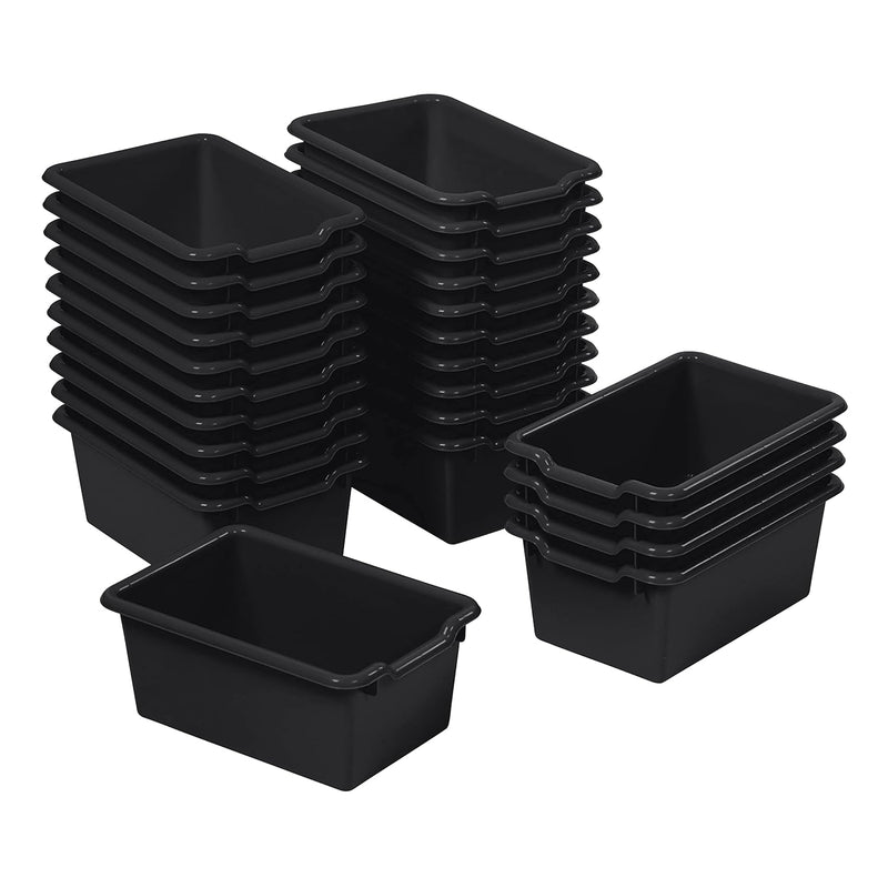 Scoop Front Storage Bins, Multipurpose Organization, Black, 25-Piece