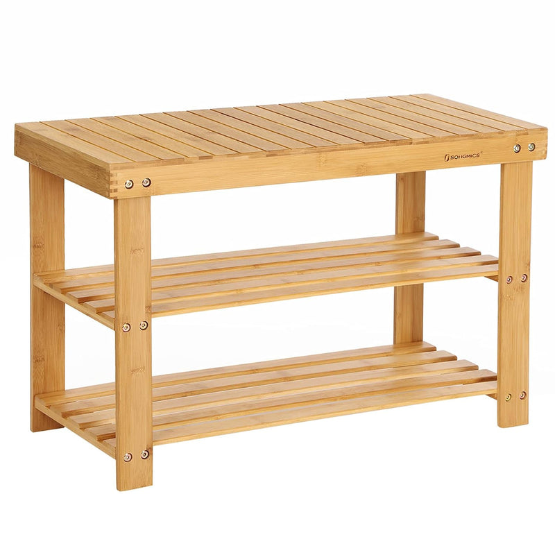 Shoe Rack Bench, 3-Tier Bamboo Shoe Organizer, Storage Shelf Holds Up To 264 L