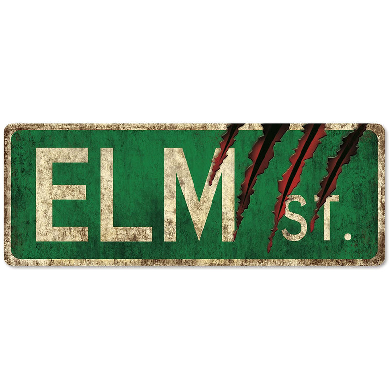 Elm Street Sign,16X6, Horror Movie Metal Sign, Nightmare On Elm Street Wreath