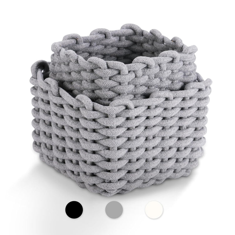 Small Woven Baskets, Decorative Square Storage Baskets For Nursery, Pantry, Shel