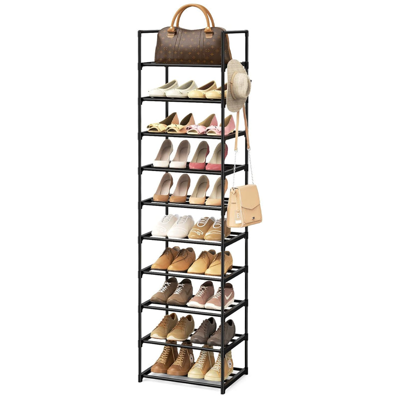 Narrow Shoe Rack 10 Tiers Tall Shoe Rack For Entryway 20 24 Pairs Shoe & Boots O