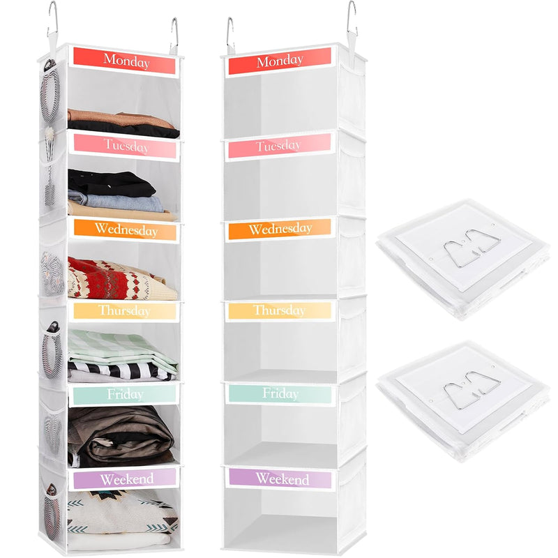 2 Pack 6 Weekly Shelf Hanging Closet Organizer Kids Closet Organizer Clothes Sto