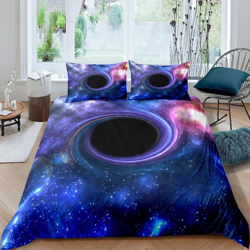 Outer Space Duvet Cover Galaxy Stars Bedding Set Psychedelic Swirl Comforter C