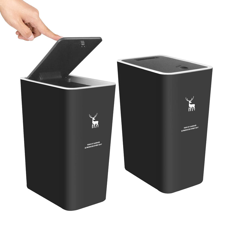 Trash Can With Lid, 2 Pack 4 Gallons/15 Liters Garbage Can With Press Top, Dog P