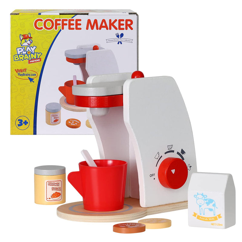 Coffee Maker With Breakfast Toy Food For Kids Kitchen Playset 7 Piece Wooden K