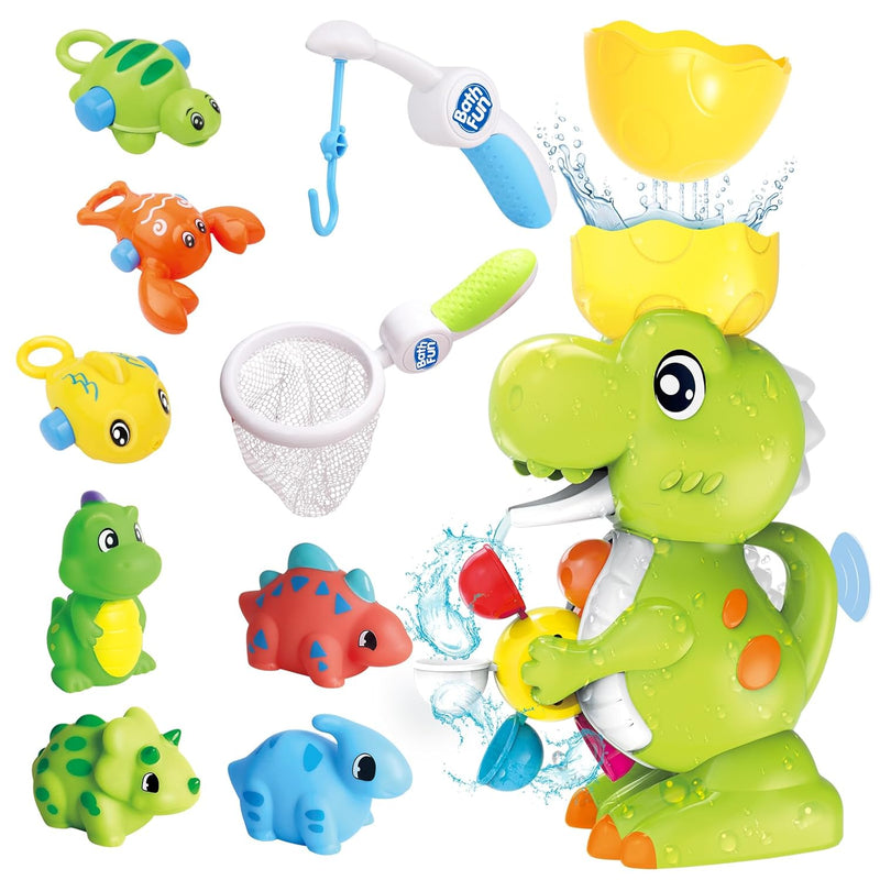 Toddler Bath Toys,Baby Bathtub Toys With Dinosaur Colorful Whirling Wheel,Fish