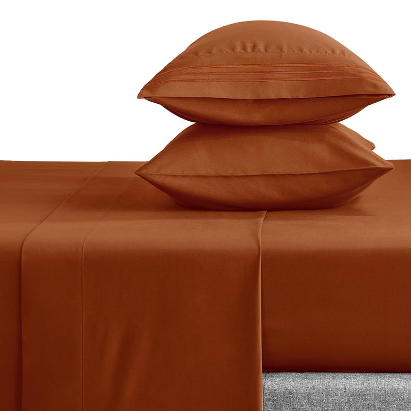 Hotel Luxury King Bed Sheets Set - 1800 Series 4-Piece Embroidered Microfiber