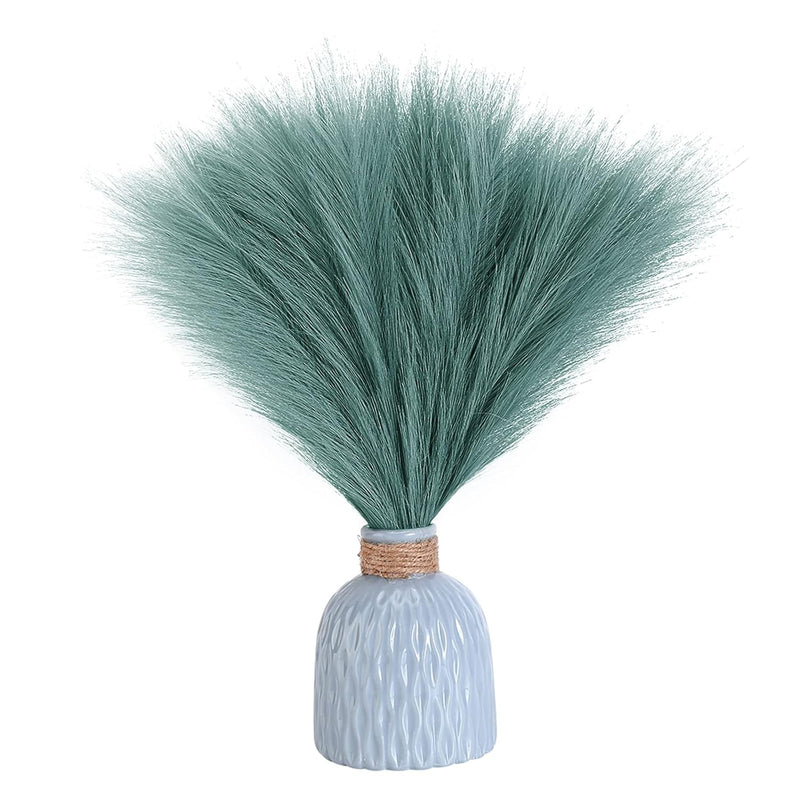 Faux Pampas Grass, 6 Stems Small Short Fluffy Artificial Pampas, No Vase, 18''