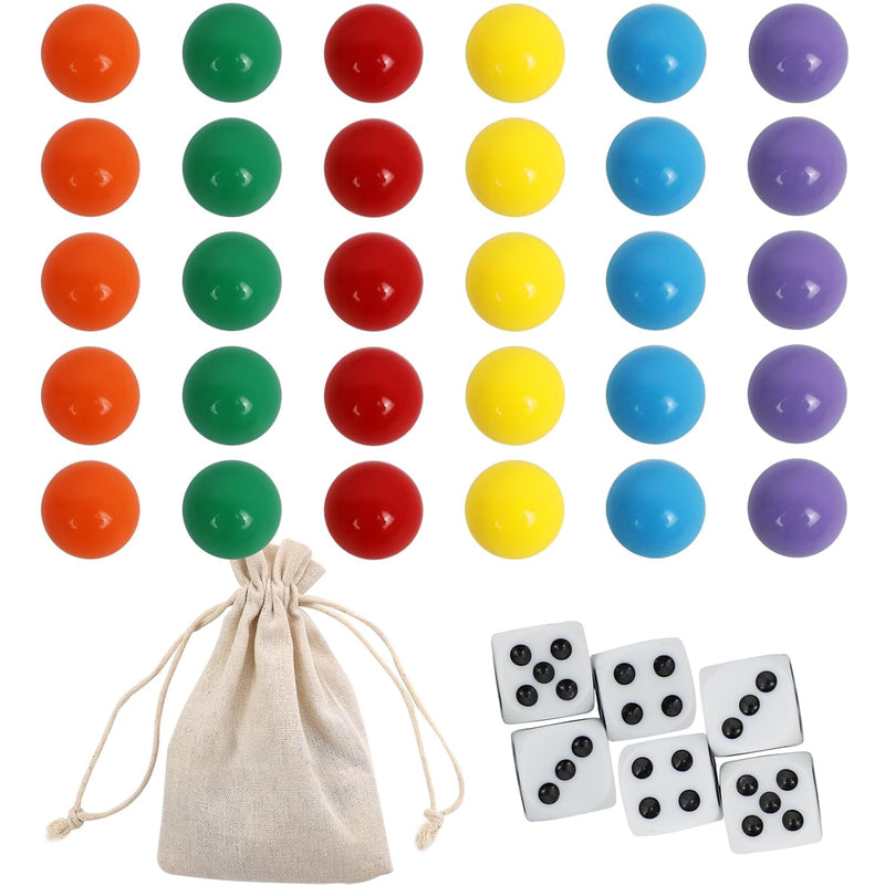 Large Size18Mm 30 Wahoo Board Game Replacement Marbles 5 Each Of 6 Colors 6