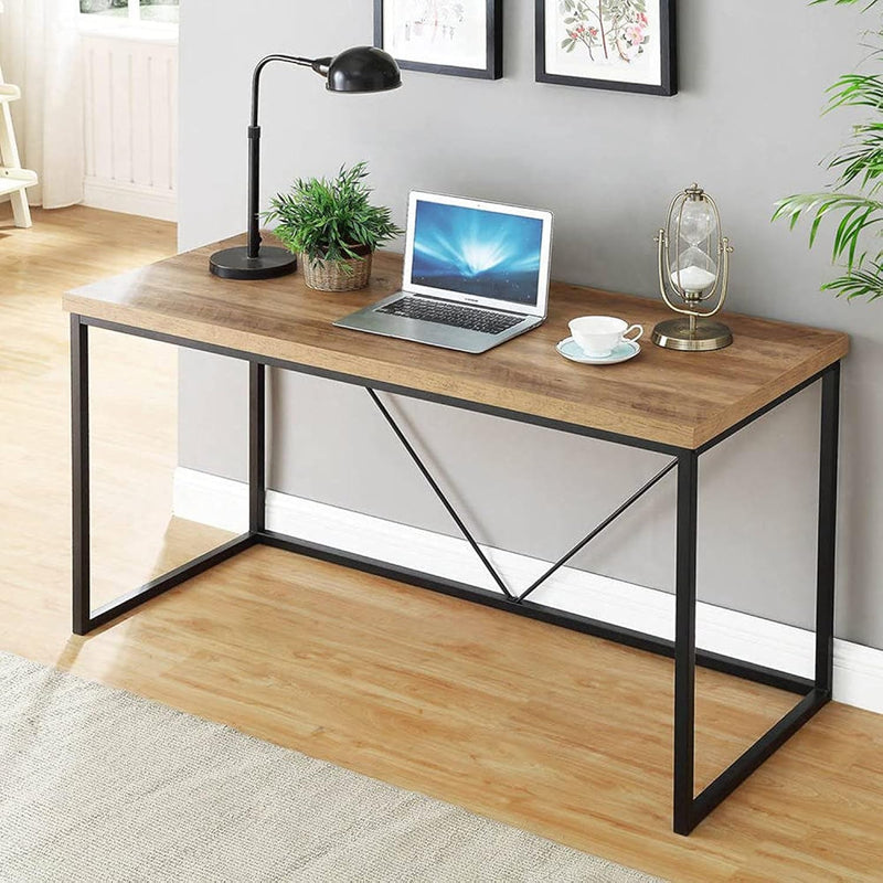 Rustic Industrial Computer Desk,Wood And Metal Writing Desk, Vintage Pc Table