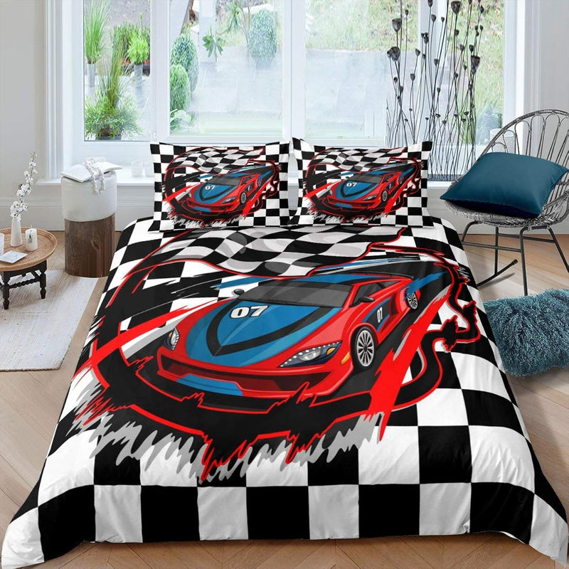 Racing Bedding Set Dirt Bike Duvet Cover Twin Size Race Car Competition Extrem