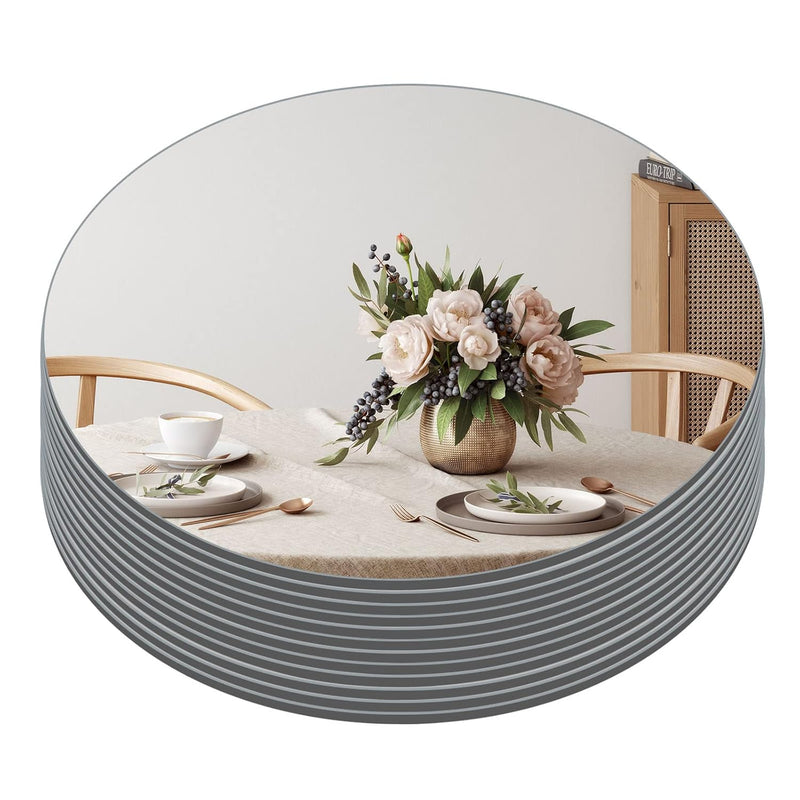 10" Round Mirror Candle Plate Set, 2 Mm Circle Tables Mirror Trays - Box Of 12