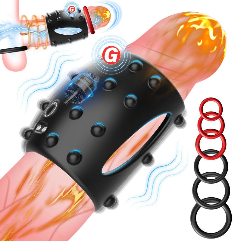 Male Sex Toy Vibrating Penis Sleeve Cock Ring Vibrators For Men With 10 Modes, Ultra-Soft Penis Enlarger Ring For Couples Anal Vaginal Extra Stimulation, Penis Erection Enhancement Girth Extension Toy