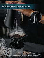 Professional Gooseneck Kettles, 0.9L/30oz, 0.65mm Ultra-Fine Spout, Precise Water Flow Control, 304 Stainless Steel Inner, Auto Shut-Off, Boil Dry Protection, Matte Black