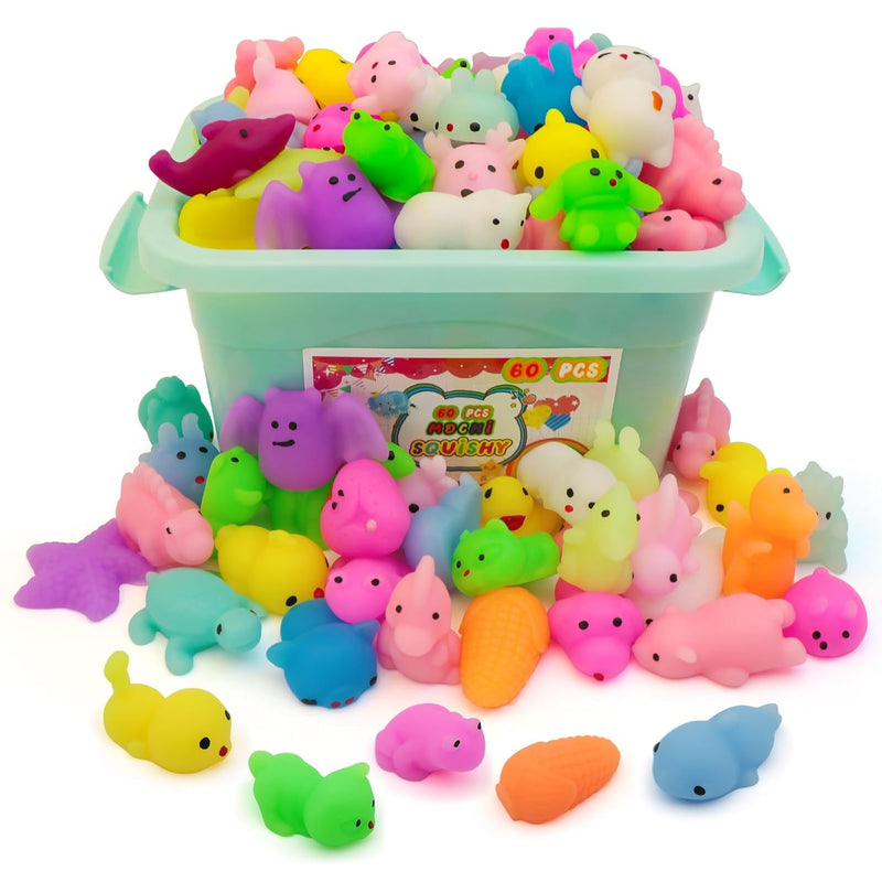 60 Pack Mochi Squishy Toys For Kids,Squishies Sensory Bulk Toys,Stress Relief