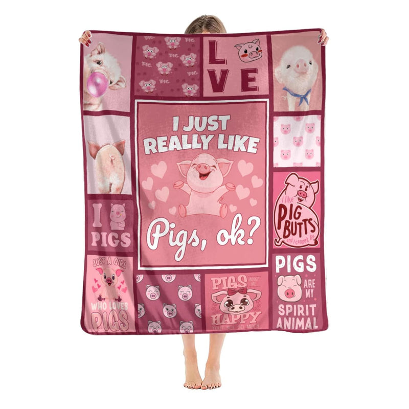 Cute Pig Blanket For Girl Boy I Just Really Like Pigs Throw Blanket Pig Stuff