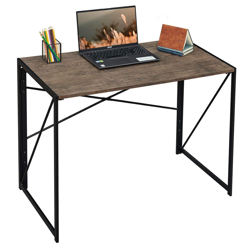 Folding Desk No Assembly Required, 40" Writing Computer Desk Space Saving Fold