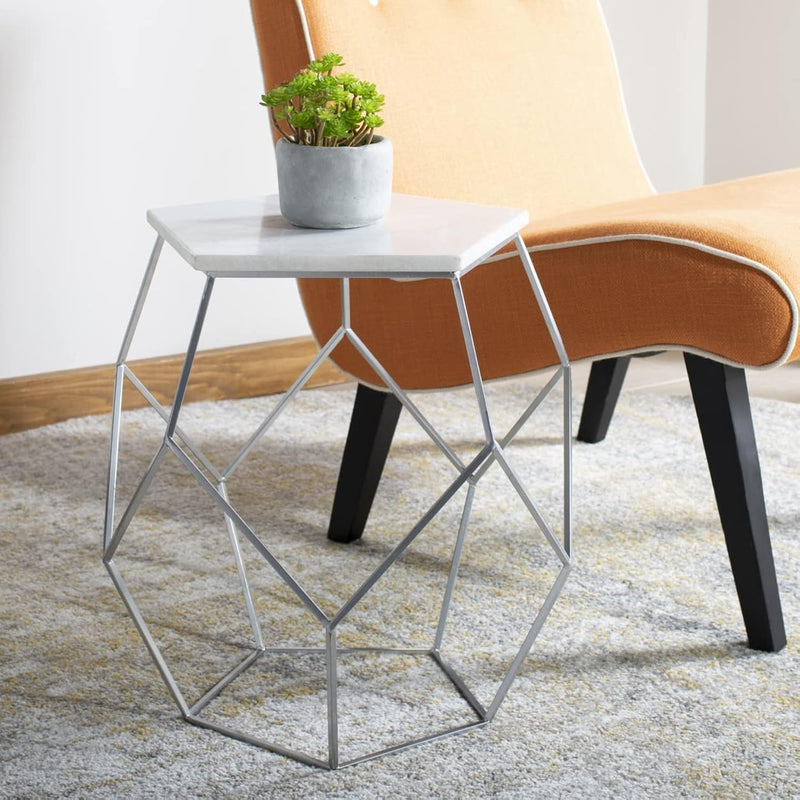 Home Modern Pentagon Geometric Marble Top Side Table