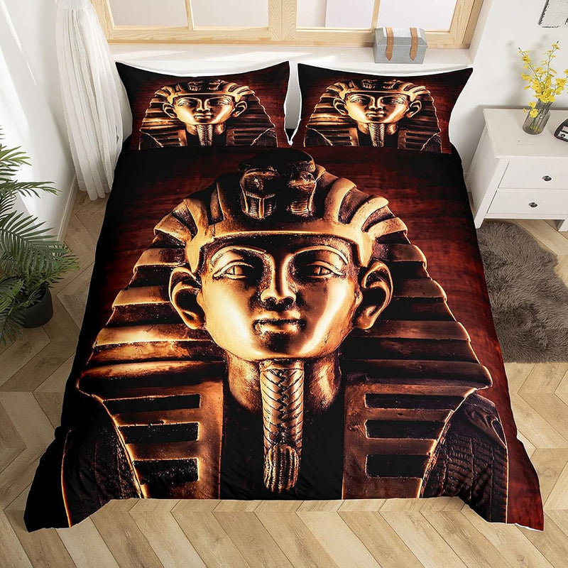 Pharaoh Bedding Sets, King Size 3D Ancient Egypt Tribe Decor Comforter Cover S
