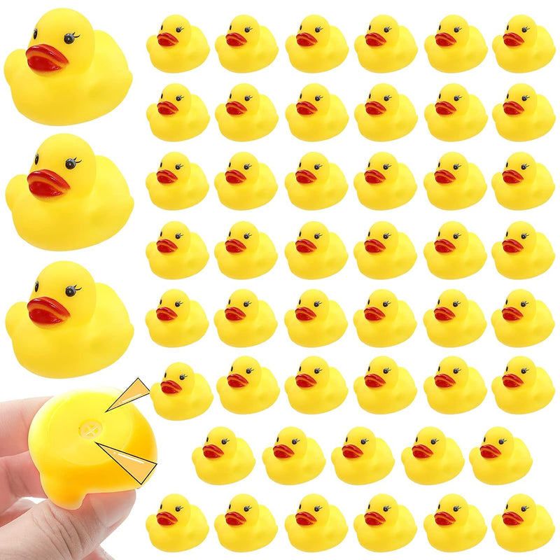 50 Pieces Float & Squeak Mini Rubber Duck Baby Bath Ducky Sound Shower Toys