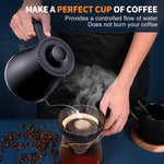 Electric Gooseneck Kettle Ultra Fast Boiling Hot Water Kettle 100% Stainless Steel for Pour-over Coffee & Tea, Leak-Proof Design, Auto Shutoff Anti-dry Protection, 1200W-0.8L, Matte Black